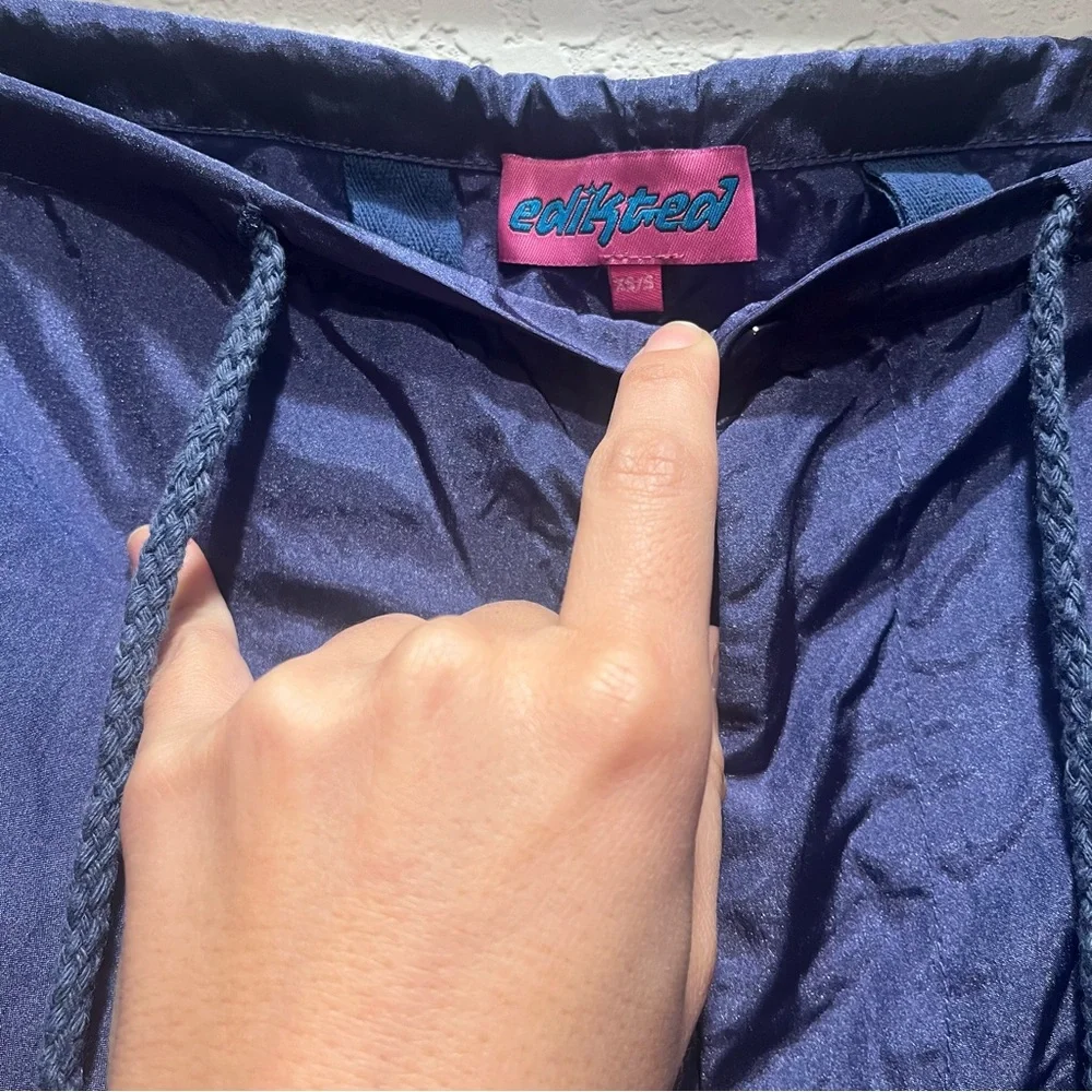 Edikted low rise wide leg rave‎ festival parachute pants in navy size XS/S